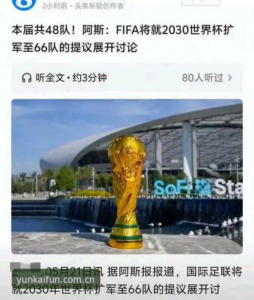 48队vs66队:2030年世界杯扩军计划与云开体育平台用户的全新观赛体验